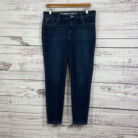 Nautical Blue Skinny Mid Rise Medium Wash Jeans - Picture 1 of 16